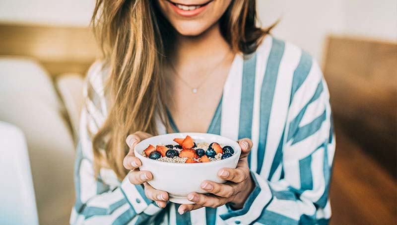 patient choosing to eat a healthier breakfast in the morning