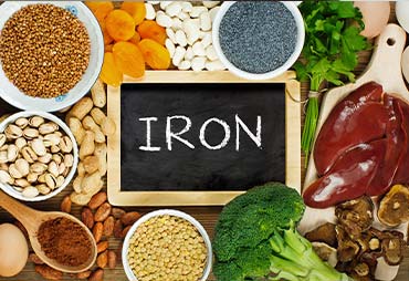 image of iron rich foods, such as liver, dried beans, and nuts
